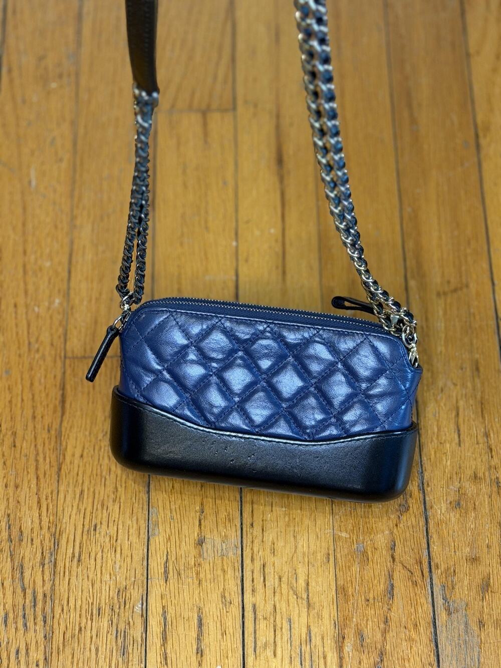Chanel Gabrielle Womens Small Crossbody Blue Leather